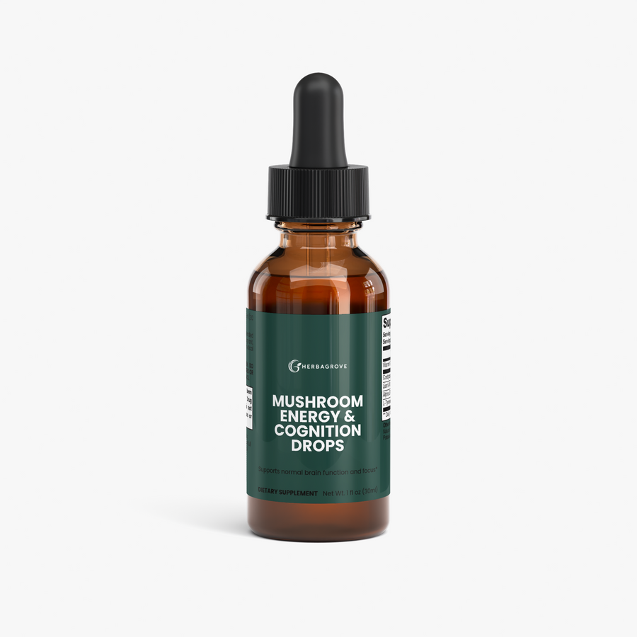 HerbaGrove Mushroom Energy & Cognition Drops - Energy & Performance