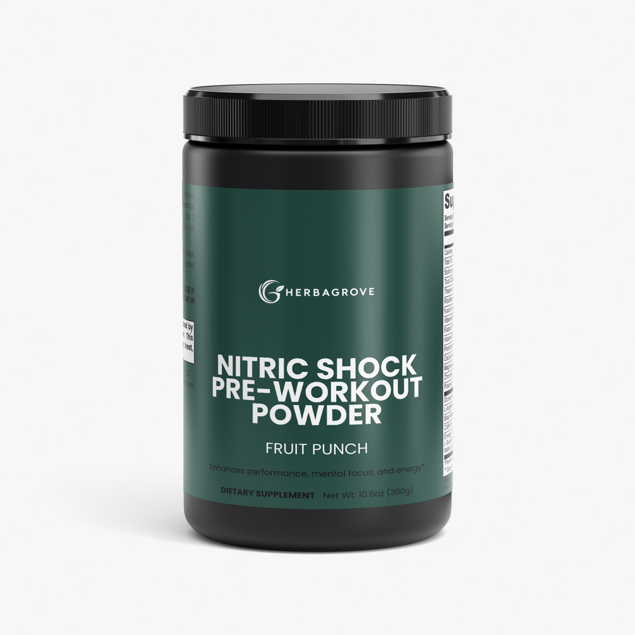 HerbaGrove Nitric Shock Pre-Workout Powder (Fruit Punch) - Energy & Performance
