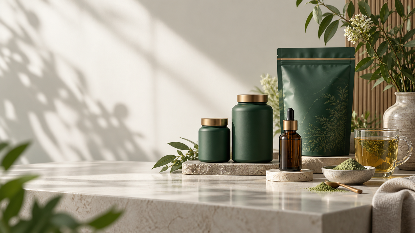 HerbaGrove wellness essentials in calm morning light